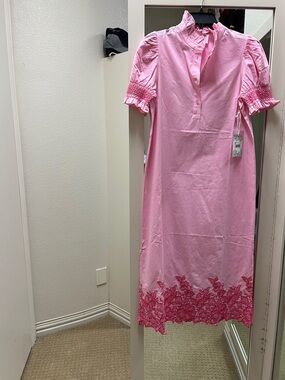 NWT Pink Embroidered Hem Midi Dress from Tuckernuck by Hyacinth House in XS